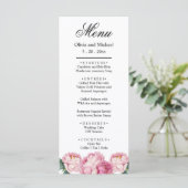 Waterverf roze bloemblaadjes roze pioenen roze roz menu (Staand voorkant)