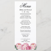 Waterverf roze bloemblaadjes roze pioenen roze roz menu (Voorkant)