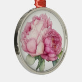 Waterverf roze bloemblaadjes roze pioenen roze roz metalen ornament (Rechts)