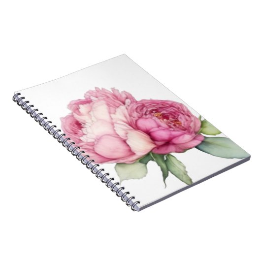 Waterverf roze bloemblaadjes roze pioenen roze roz notitieboek (Rechterzijde)