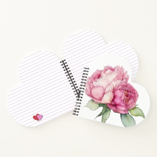 Waterverf roze bloemblaadjes roze pioenen roze roz notitieboek (Binnen)