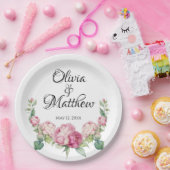 Waterverf roze bloemblaadjes roze pioenen roze roz papieren bordje (Feest)