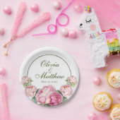 Waterverf roze bloemblaadjes roze pioenen roze roz papieren bordje (Feest)