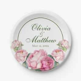 Waterverf roze bloemblaadjes roze pioenen roze roz papieren bordje