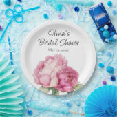 Waterverf roze bloemblaadjes roze pioenen roze roz papieren bordje (Feest)