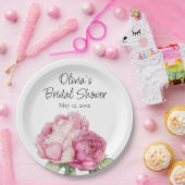 Waterverf roze bloemblaadjes roze pioenen roze roz papieren bordje (Feest)