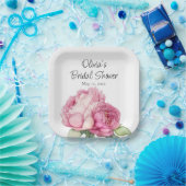 Waterverf roze bloemblaadjes roze pioenen roze roz papieren bordje (Feest)