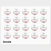 Waterverf roze bloemblaadjes roze pioenen roze roz ronde sticker (Vel)