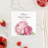 Waterverf roze bloemblaadjes roze pioenen roze roz servet (Insitu)