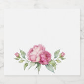 Waterverf roze bloemblaadjes roze pioenen roze roz sparkling wijnetiket (Enkel label)