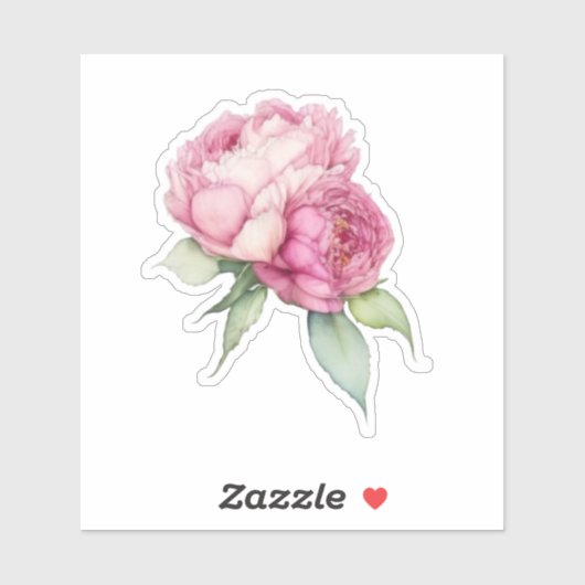 Waterverf roze bloemblaadjes roze pioenen roze roz sticker (Vel)