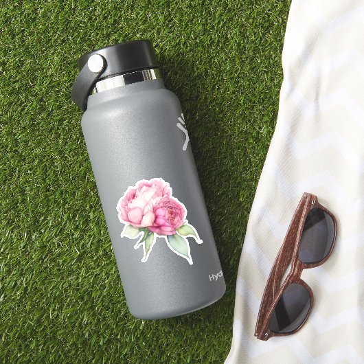 Waterverf roze bloemblaadjes roze pioenen roze roz sticker (HydroFlask Insitu)