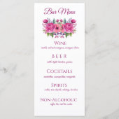 Waterverf Roze Bloemboeket-Bruiloft Menu- Menu (Achterkant)