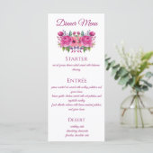 Waterverf Roze Bloemboeket-Bruiloft Menu- Menu (Staand voorkant)
