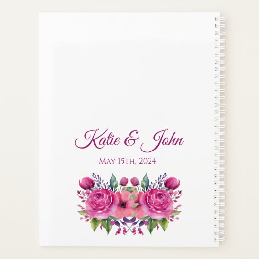 Waterverf Roze Bloemboeket- Wedding-Planner Planner (Achterkant)