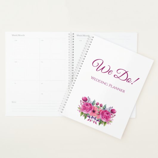 Waterverf Roze Bloemboeket- Wedding-Planner Planner (Display)