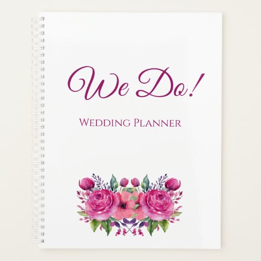Waterverf Roze Bloemboeket- Wedding-Planner Planner (Voorkant)