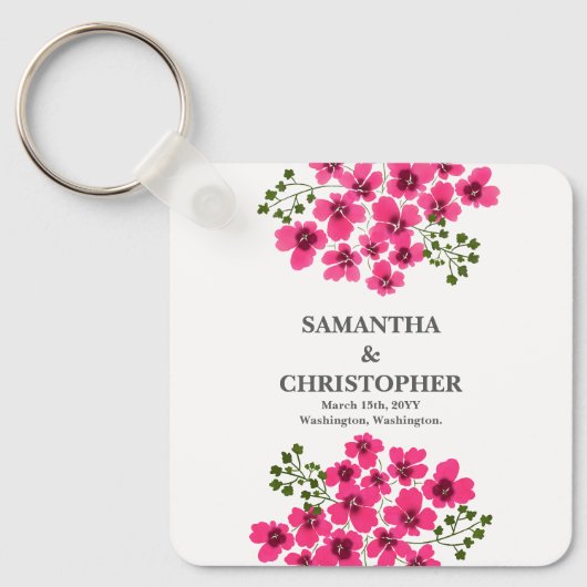Waterverf Roze Bloemen-53431 Sleutelhanger (Voorkant)