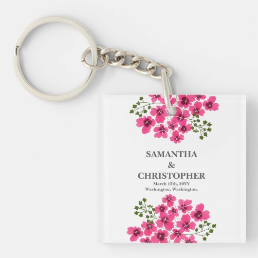 Waterverf Roze Bloemen-53431 Sleutelhanger (voorkant)