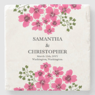 Waterverf Roze Bloemen-53431 Stenen Onderzetter