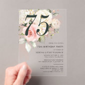 Waterverf Roze Bloemen 75e Verjaardagsfeest Acryl Uitnodigingen (Insitu (Draagbaar))