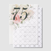 Waterverf Roze Bloemen 75e Verjaardagsfeest Vellum Uitnodigingen (Offset (Uitnodiging))