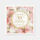 Waterverf Roze Bloemen 80 Verjaardag Servetten Cus (Voorkant)