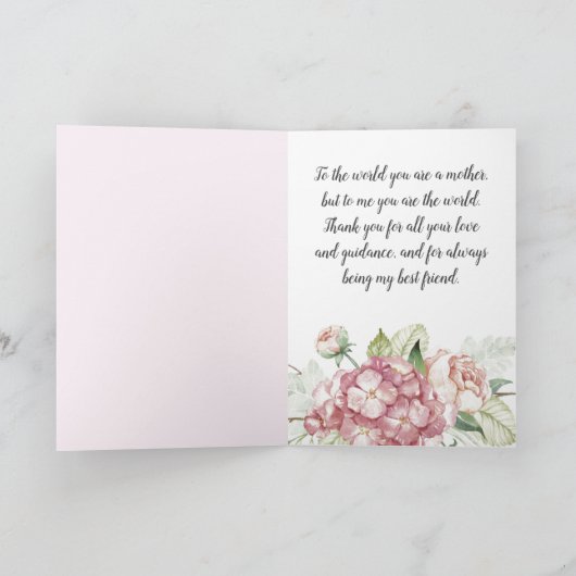 Waterverf Roze Bloemen Aangepaste Moederdag Feestdagen Kaart (Binnen)