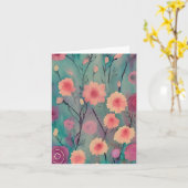 Waterverf roze bloemen aanpasbaar kaart (Gele Bloem)