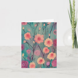 Waterverf roze bloemen aanpasbaar kaart