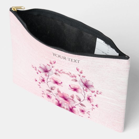 Waterverf Roze Bloemen Accessoire Pouch Etui (Open)