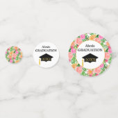 Waterverf roze bloemen afstuderen bedankt confetti (Achterkanten)