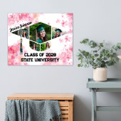 Waterverf Roze Bloemen Afstuderen Fotocollage Poster