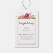 Waterverf Roze Bloemen Afstuderen Gefeliciteerd Cadeaulabel (Voorkant)