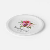 Waterverf Roze Bloemen Afstuderen Papieren Bordje (Gekanteld)