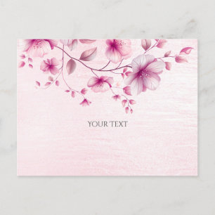 Waterverf Roze Bloemen Ansichtkaart Briefkaart