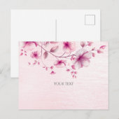 Waterverf Roze Bloemen Ansichtkaart Briefkaart (Voorkant / Achterkant)