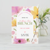 Waterverf roze bloemen Arched gemeenschap Brunch Kaart (Staand voorkant)