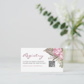 Waterverf Roze Bloemen Baby QR Code Register Informatiekaartje (Staand voorkant)