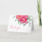 Waterverf Roze Bloemen Baby shower Dank u kaart (Voorkant)