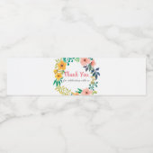 Waterverf Roze Bloemen | Baby shower Dank u Waterfles Etiket (Enkel label)