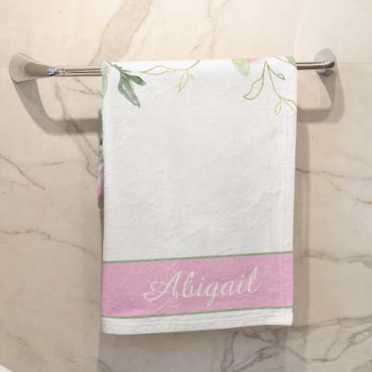 Waterverf Roze Bloemen Badhanddoek set Bad Handdoek