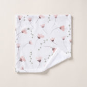Waterverf Roze Bloemen Badhanddoek Set – Elegant Bad Handdoek (Wasdoekje)