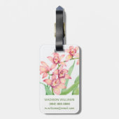 Waterverf Roze bloemen Bagagelabel (Achterkant verticaal)