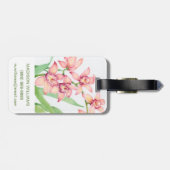 Waterverf Roze bloemen Bagagelabel (Achterkant horizontaal)