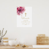 Waterverf Roze Bloemen Bevestiging Welkomstbord Poster (Keuken)