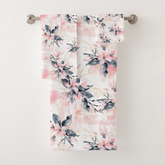  Waterverf Roze Bloemen Bloemen Bad Handdoek (Insitu)