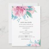 Waterverf roze bloemen. Blush bloemige bruiloft Save The Date (Voorkant)