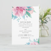 Waterverf roze bloemen. Blush bloemige bruiloft Save The Date (Staand voorkant)