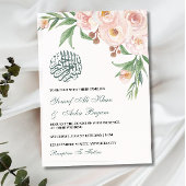 Waterverf Roze Bloemen Boeket Moslim Bruiloft Kaart
